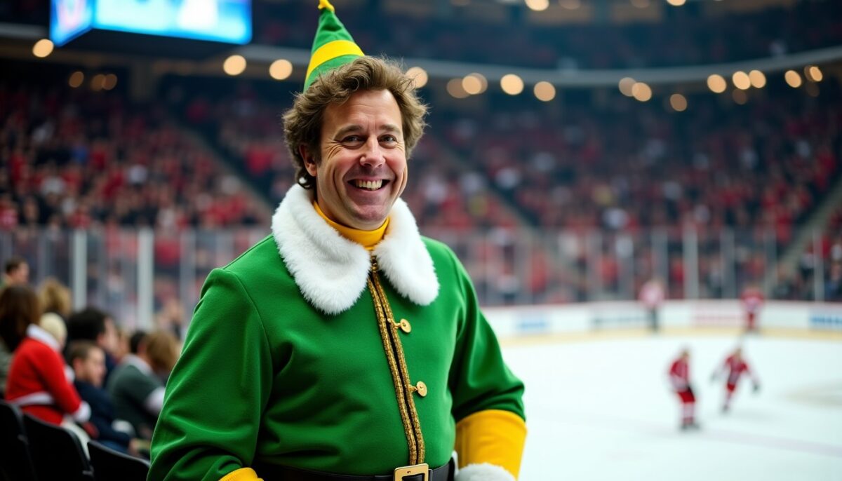 Will Ferrell arbore avec aisance le costume emblématique de Buddy l&rsquo;elfe lors du match des Kings de hockey | Vidéo